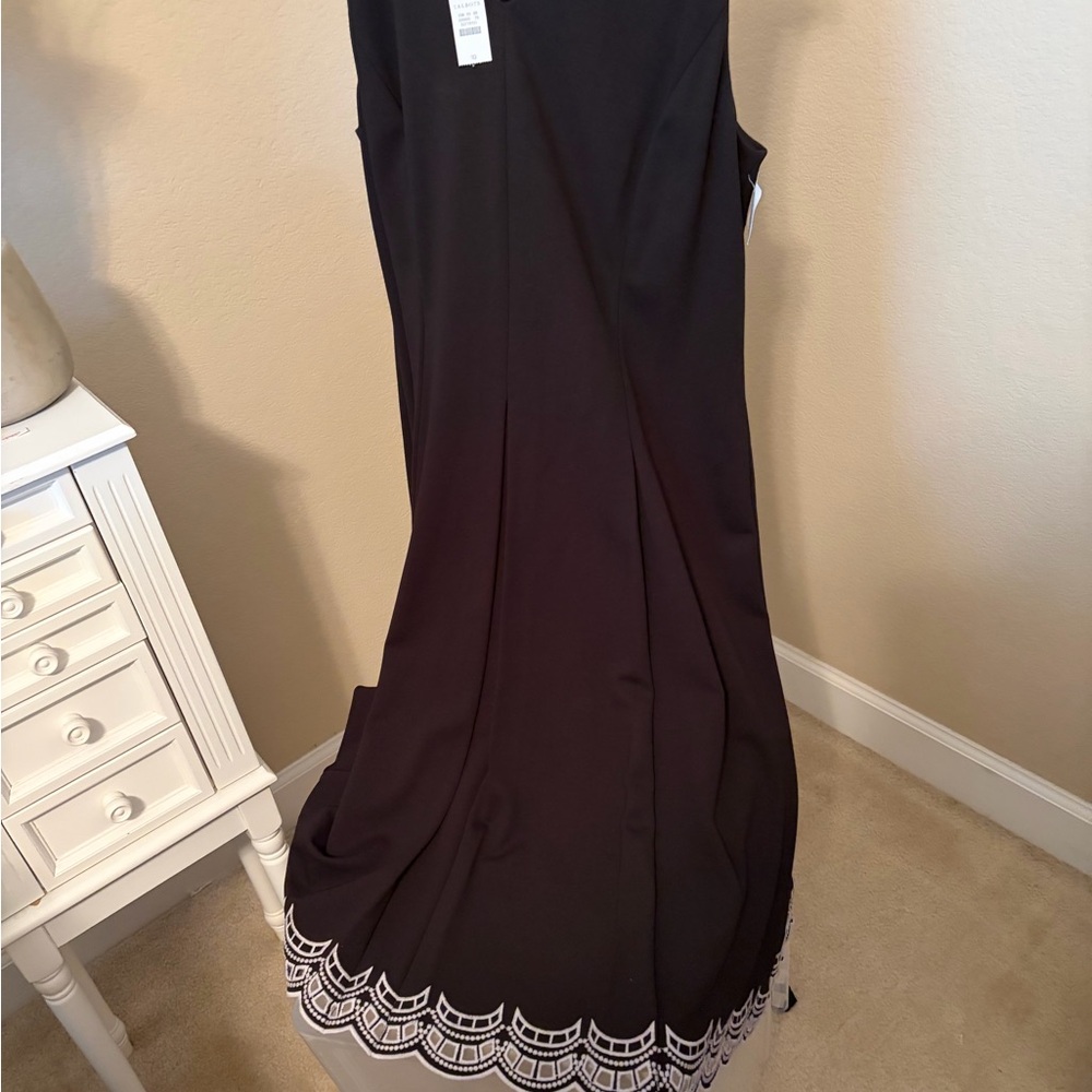 Talbots Black Midi Dress with White Trim - Picture 4 of 4